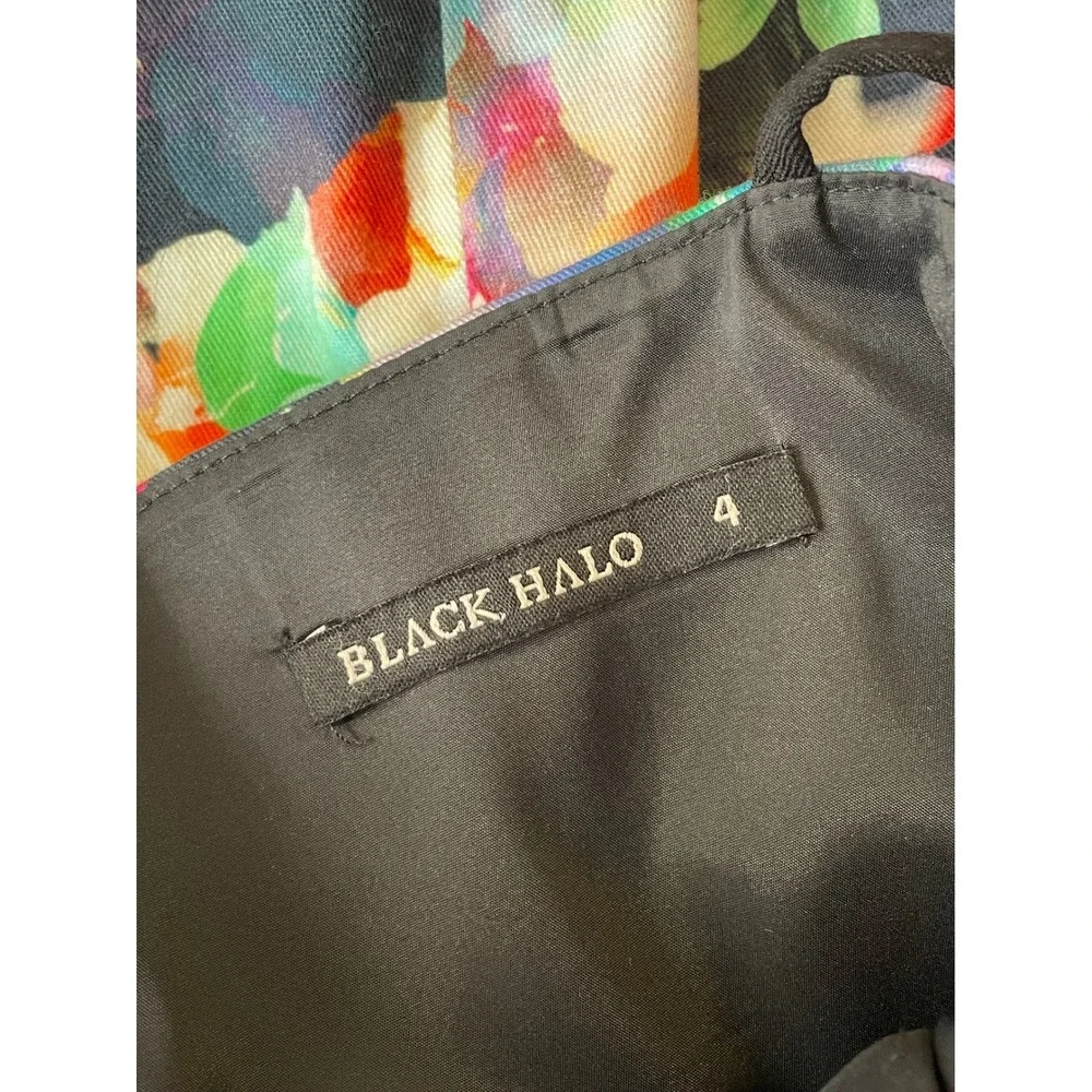 Black Halo‎ Floral Print Halter Bodycon Mini Dress - Size 4